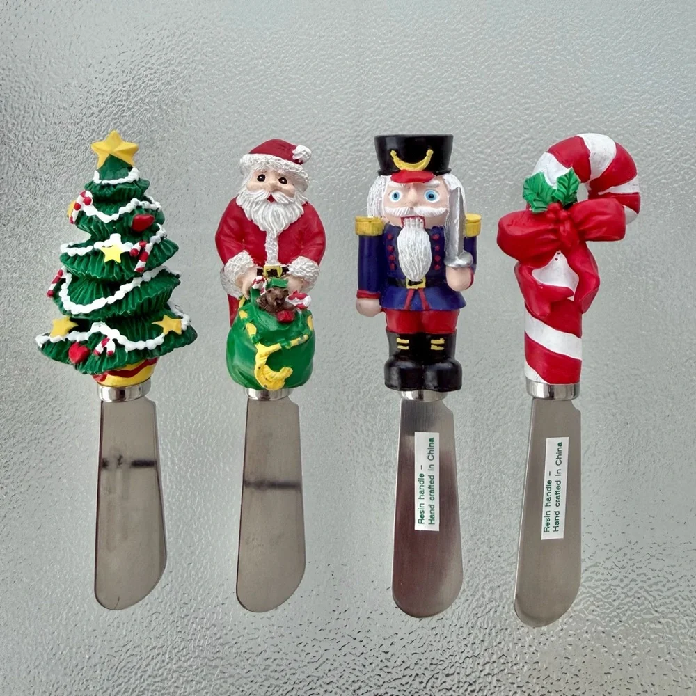 Boston Warehouse Christmas Cheese Spreaders ~ Set of 4